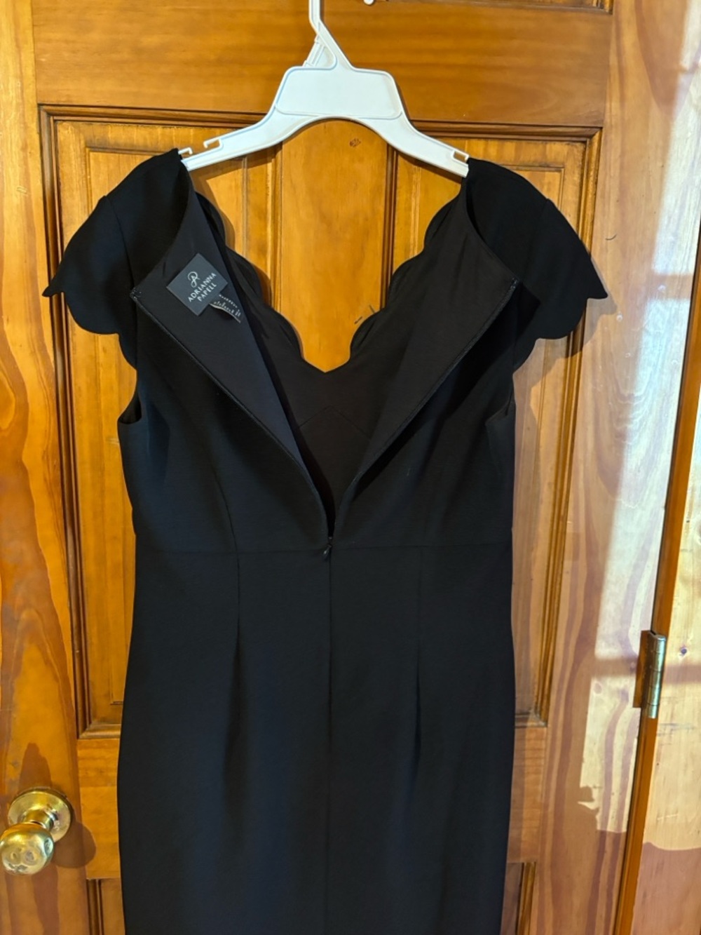 Adrianna Papell Black Scallop Neck Sheath Dress - Picture 4 of 7